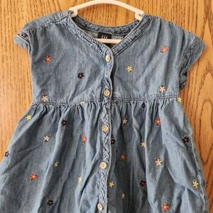 GAP Blue Kids Dress with Floral Embroidery